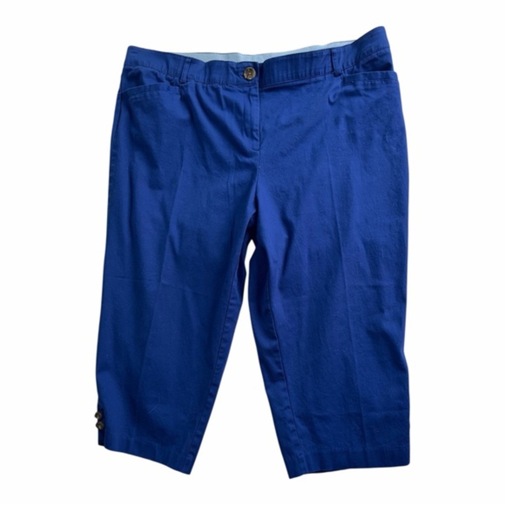 Avenue Cobalt Blue Stretch Cotton Cropped Capri Pants